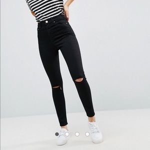 ASOS High Waist Ripped Black Jeans
